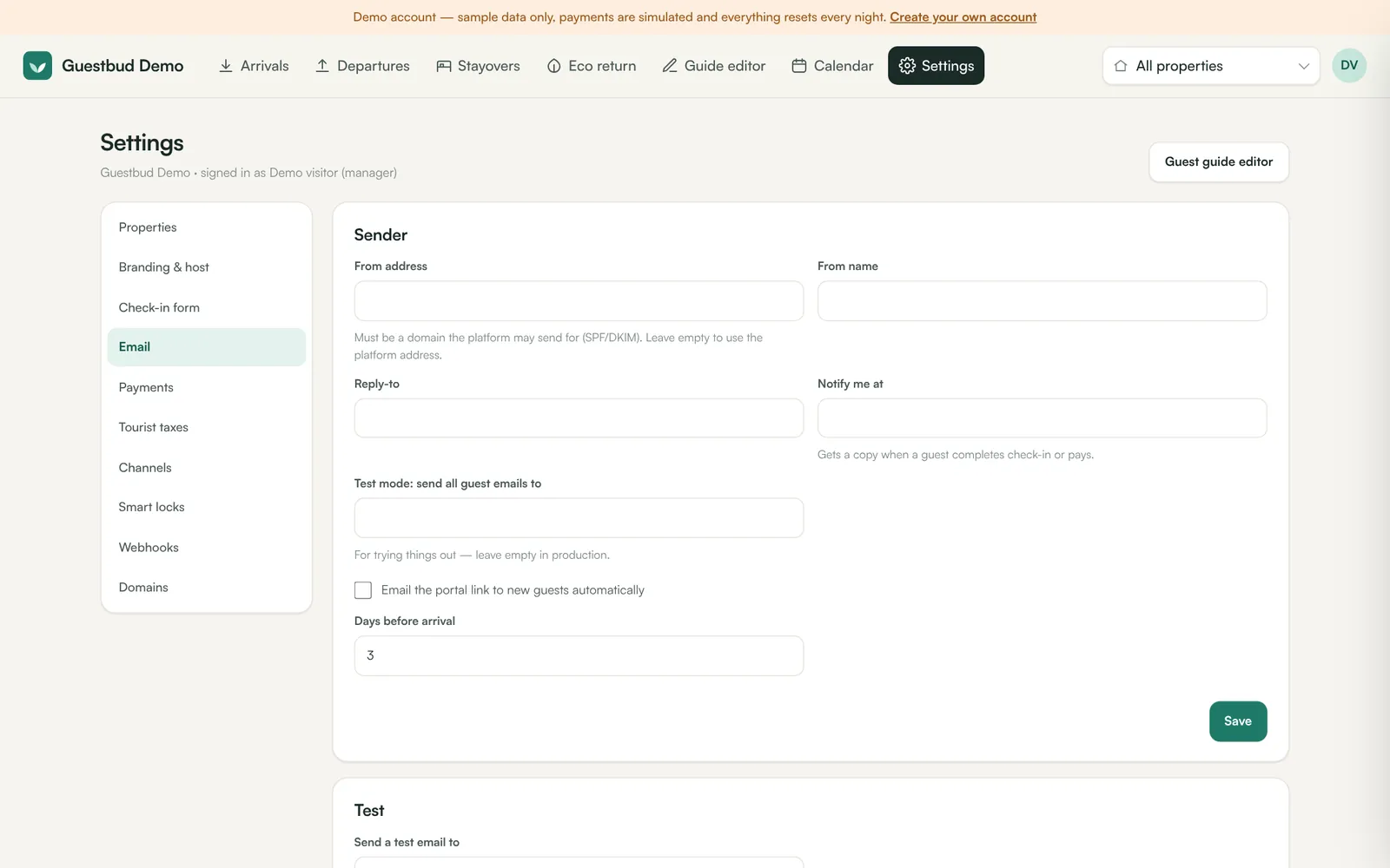 Settings → Email