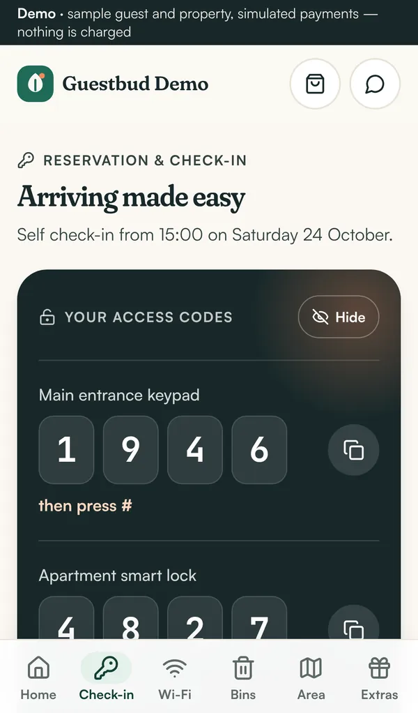 Access codes and arrival